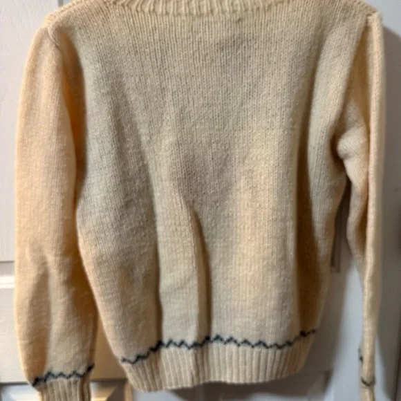 Vintage Deans of Scotland 100% Wool Sweater Schoolhouse Teacher Prairie Size S - Picture 2 of 12